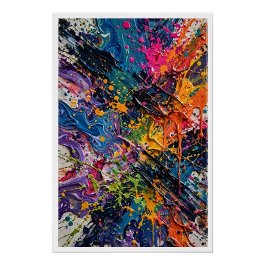 Farb-Spritzer-Chaos-Abstrakte Kunst Poster (Vorderseite)
