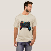 Farb-Spritzer Gamecontroller-Aufkleber T-Shirt (Vorne ganz)