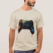 Farb-Spritzer Gamecontroller-Aufkleber T-Shirt (Vorderseite)