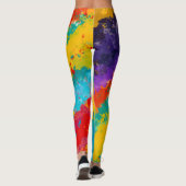 Farb-Spritzer Regenbogen-Farbe Mode Leggings (Rückseite)