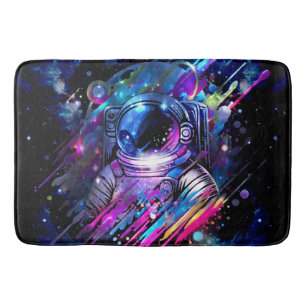 Farb Spritzer Sternen Raum Astronaut  Badematte