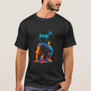 Farb-Spritzer-Ziegen-Yoga-Haltung Spirituelle Medi T-Shirt