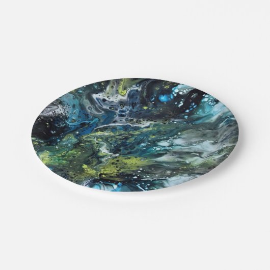 Farbabstraktes Muster. Pappteller (Schrägansicht)