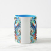 Farbabstraktes Porträt eines weiblichen Gesichts. Tasse (Zentrum)