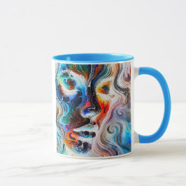 Farbabstraktes Porträt eines weiblichen Gesichts. Tasse