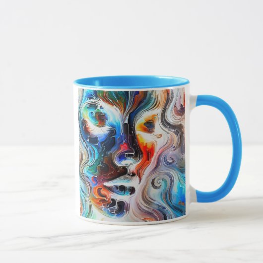 Farbabstraktes Porträt eines weiblichen Gesichts. Tasse (Rechts)