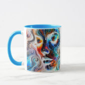 Farbabstraktes Porträt eines weiblichen Gesichts. Tasse (Links)