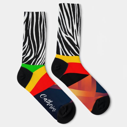Farbastract geometischer personalisierter Mensch Socken (Rechts)