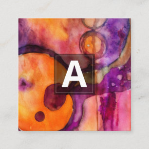 Farbaufsteigende abstrakte Aquarellmalerei Quadratische Visitenkarte