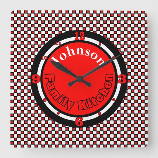 Farbauswahl in der Küche Personalisiert Quadratische Wanduhr (Vorderseite)