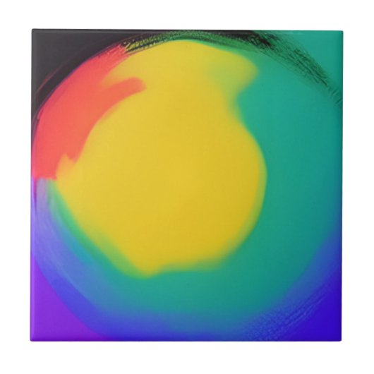 Farbball abstrakter Kunstgelb-grüner Indianerzwerg Fliese (Vorderseite)