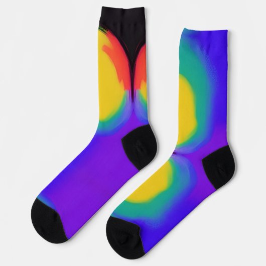 Farbball abstrakter Kunstgelb-grüner Indianerzwerg Socken (Linkes Detail)