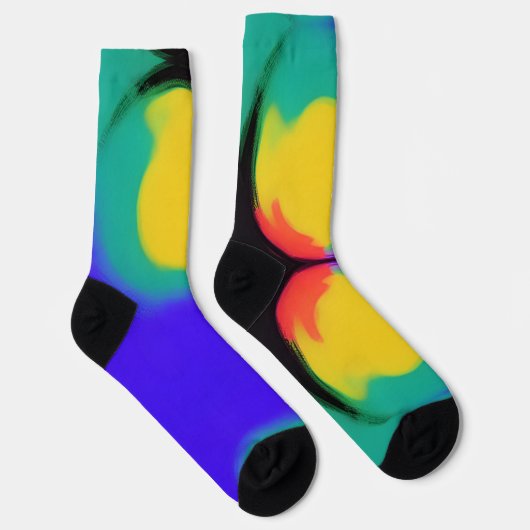 Farbball abstrakter Kunstgelb-grüner Indianerzwerg Socken (Rechts)