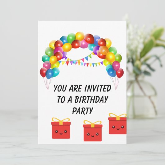 Farbballon Einladung (Stehend Vorderseite)