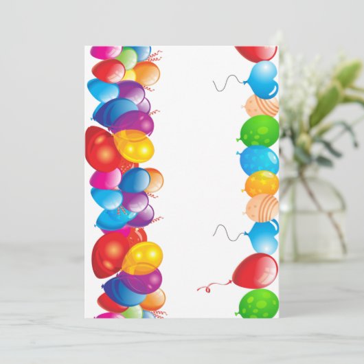 Farbballons Einladung (Stehend Vorderseite)