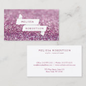 Farbband mit weißem Namen - rosa Glitzer - Visiten Visitenkarte (Vorne/Hinten)