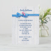 Farbband und Polka-Farbband auf Holzhintergrund Einladung (Stehend Vorderseite)