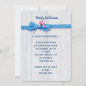 Farbband und Polka-Farbband auf Holzhintergrund Einladung (Vorderseite)