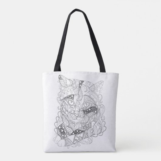 Färbbare Katzen-abstrakte Kunst-erwachsener Tasche (Rückseite)