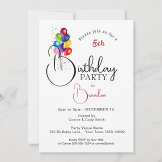 FARBBBALLOONS, GEBURTSTAG EINLADUNG