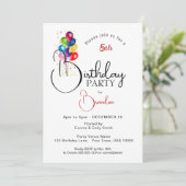 FARBBBALLOONS, GEBURTSTAG EINLADUNG (Stehend Vorderseite)