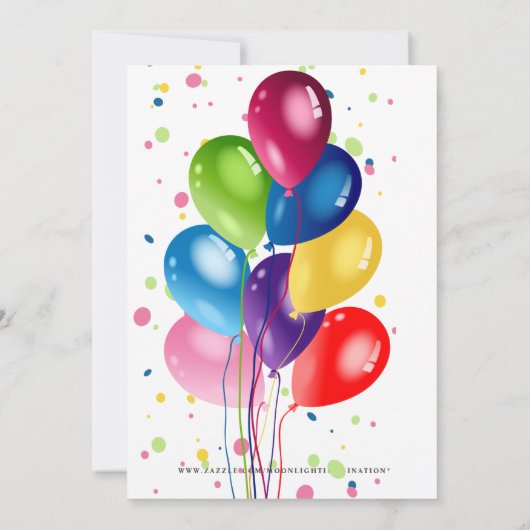 FARBBBALLOONS, GEBURTSTAG EINLADUNG (Rückseite)