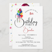 FARBBBALLOONS, GEBURTSTAG EINLADUNG (Vorne/Hinten)