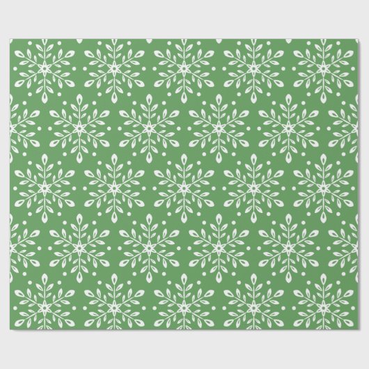 Farbbearbeitbare grüne Blätter Schneeflocken Weihn Geschenkpapier (Flach)