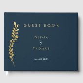 Farbbearbeitbare Imitate Gold Leaf Wedding Gästebu Gästebuch (Vorderseite)
