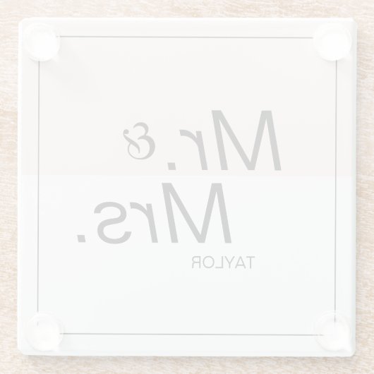 Farbbearbeitbare minimalistische moderne Hochzeit Glasuntersetzer (Rückseite)