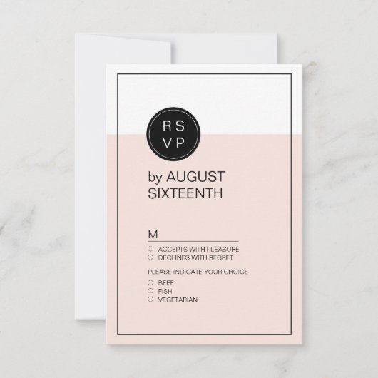 Farbbearbeitbare minimalistische moderne Hochzeit RSVP Karte (Vorderseite)