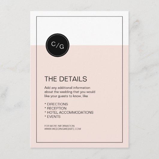 Farbbearbeitbare moderne Hochzeitskarte Begleitkarte (Vorderseite)