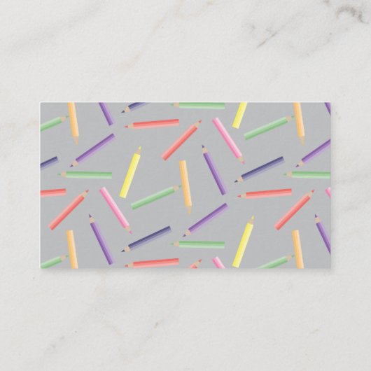 Farbbearbeitbare Stifte für Graue Grundschullehrer Visitenkarte (Rückseite)