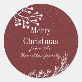 Farbbearbeitbare Zweige für Snowy Chalk Runder Aufkleber