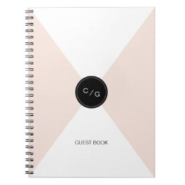 Farbbearbeitbares Monogramm modernes Gästebuch für Notizblock