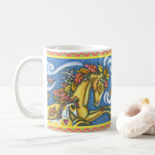 FARBBIGE AUTUMENSTÜTZE AUF WHIMSICAL PORSE & COLT KAFFEETASSE