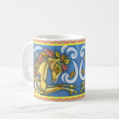 FARBBIGE AUTUMENSTÜTZE AUF WHIMSICAL PORSE & COLT KAFFEETASSE (Vorderseite Links)