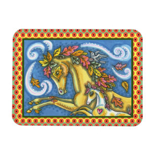 FARBBIGE AUTUMENSTÜTZE AUF WHIMSICAL PORSE & COLT MAGNET