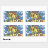 FARBBIGE AUTUMENSTÜTZE AUF WHIMSICAL PORSE & COLT RECHTECKIGER AUFKLEBER (Blatt)