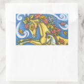 FARBBIGE AUTUMENSTÜTZE AUF WHIMSICAL PORSE & COLT RECHTECKIGER AUFKLEBER (Tasche)