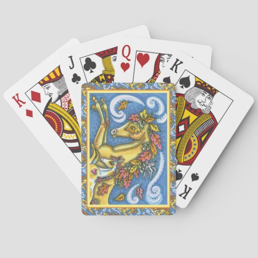 FARBBIGE AUTUMENSTÜTZE AUF WHIMSICAL PORSE & COLT SPIELKARTEN (Rückseite)