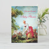 FARBBIGE BABY DUSCHE EINLADUNG (Stehend Vorderseite)