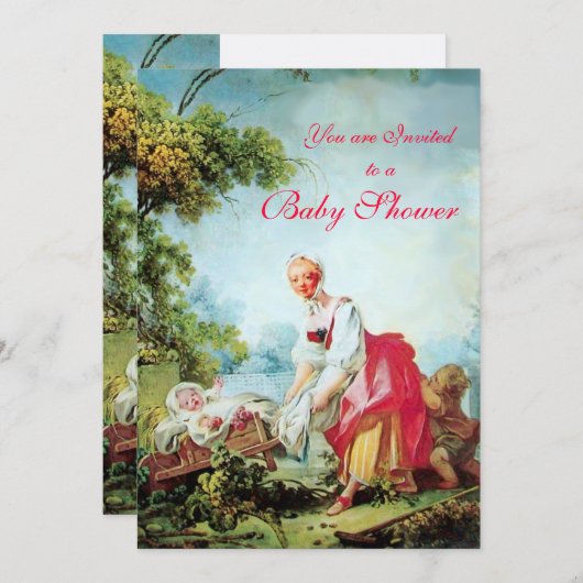 FARBBIGE BABY DUSCHE EINLADUNG (Vorne/Hinten)