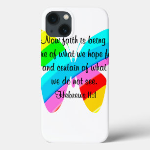 FARBBIGE HEBREWS 11:1-BUTTERFLY-DESIGN iPhone 13 HÜLLE