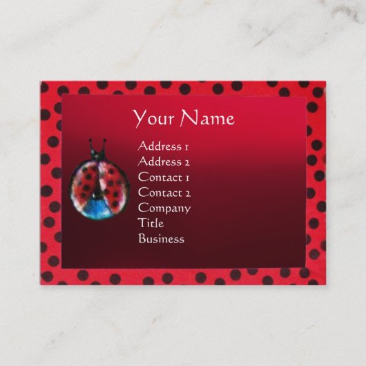 FARBBIGE LADYBUG-MONOGRAMM-FOTOVORLAGE VISITENKARTE (Vorderseite)
