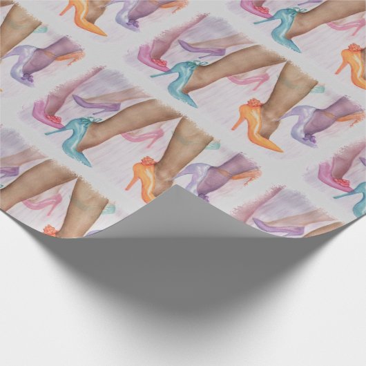 FARBBIGE MÄDCHEN-HI-HEELSE GESCHENKPAPIER (Ecke)