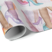 FARBBIGE MÄDCHEN-HI-HEELSE GESCHENKPAPIER (Rolleneckpunkt)