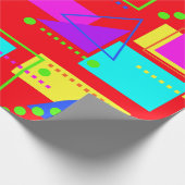 FARBBIGER 80er NEON FLUORO FORMDRUCK AUF ROT Geschenkpapier (Ecke)