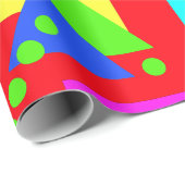 FARBBIGER 80er NEON FLUORO FORMDRUCK AUF ROT Geschenkpapier (Rolleneckpunkt)