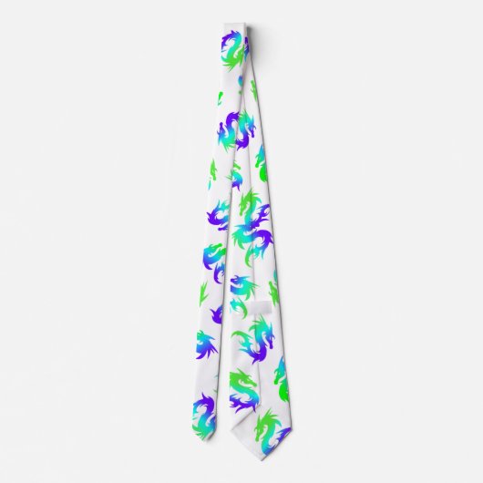 FARBBIGER BLAUE DRAGON PATTER KRAWATTE (Rückseite)